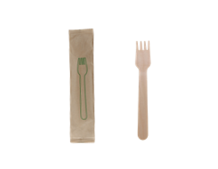 5.5''  Disposable Wooden Fork, Individually Wrapped, Compostable