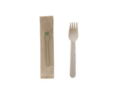 6.5''  Disposable Wooden Fork, Individually Wrapped, Compostable