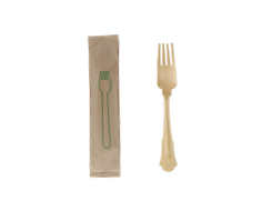 7.5''  Disposable Wooden Fork, Individually Wrapped, Compostable