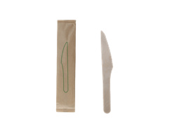 6.5''  Disposable Wooden Knife Individually Wrapped, Compostable