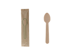 5.5''  Disposable Wooden Spoon, Individually Wrapped, Compostable