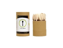 Disposable Wooden Spoons, Cylinder Pack Paper Tube 100CT
