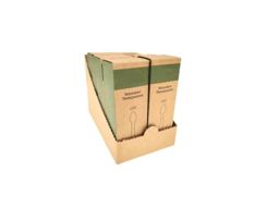 Disposable Wooden Cutlery, Retail Paper Box + Shelf-Ready Display Box