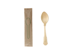 7.5''  Disposable Wooden Spoon, Individually Wrapped, Compostable